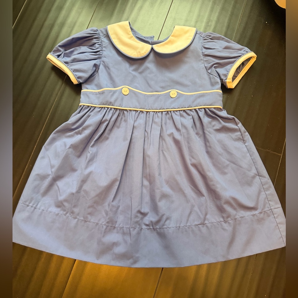 Lullaby set Charming Blue and white button dress classic style size 3t - Picture 2 of 4